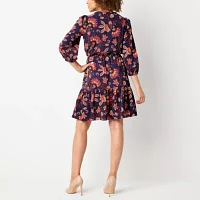 Willow Glenn Womens 3/4 Sleeve Floral Fit + Flare Dress