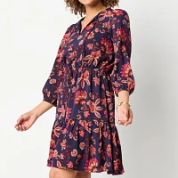 Willow Glenn Womens 3/4 Sleeve Floral Fit + Flare Dress