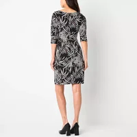 Robbie Bee 3/4 Sleeve Puff Print Sheath Dress