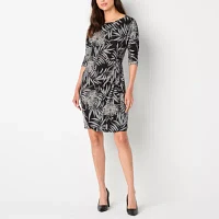 Robbie Bee 3/4 Sleeve Puff Print Sheath Dress