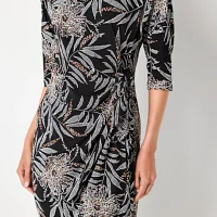 Robbie Bee 3/4 Sleeve Puff Print Sheath Dress