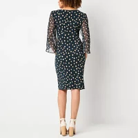 Connected Apparel Womens 3/4 Split Sleeve Sheath Dress