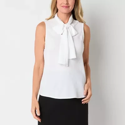 Black Label by Evan-Picone Womens V Neck Sleeveless Blouse