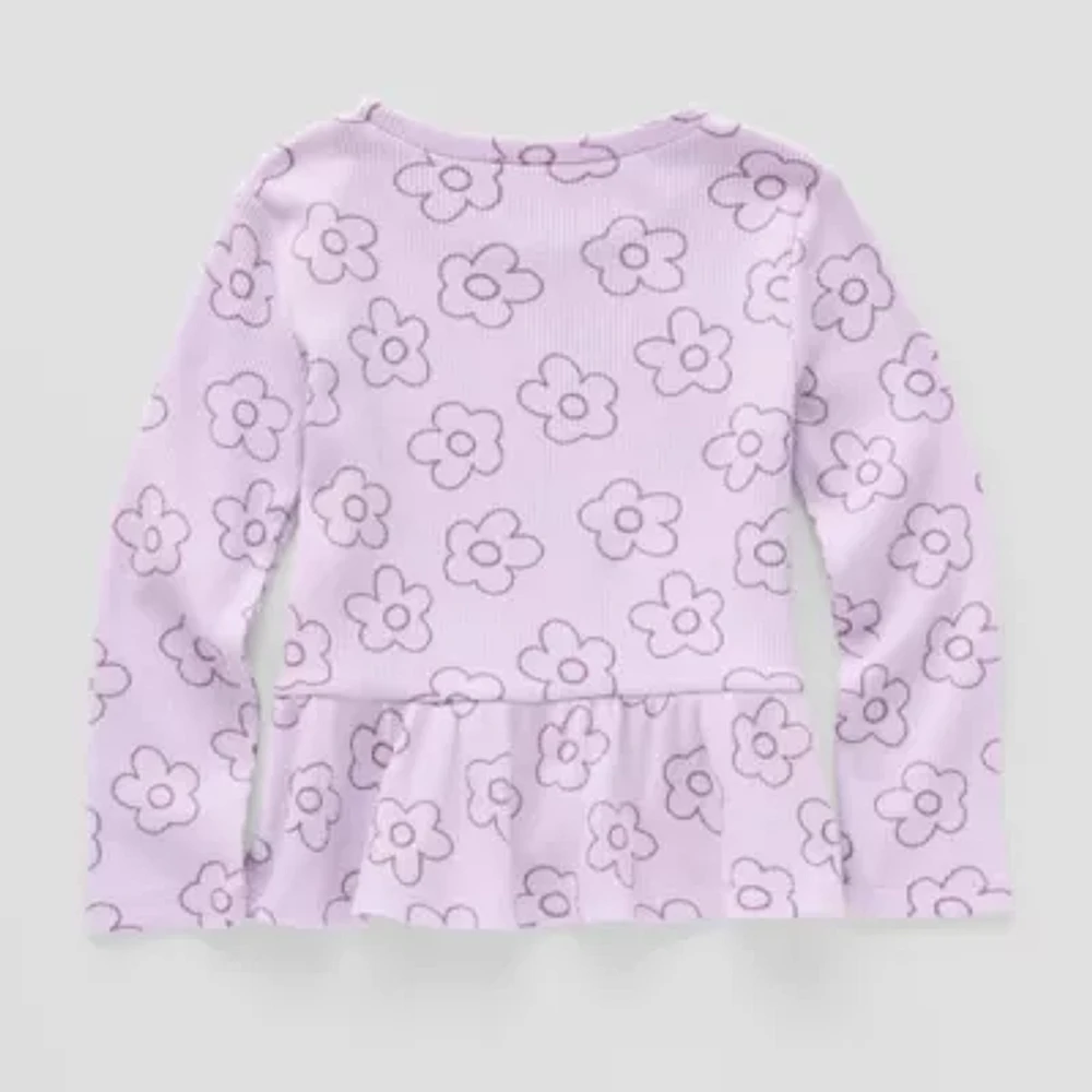 Okie Dokie Toddler & Little Girls Round Neck Long Sleeve T-Shirt