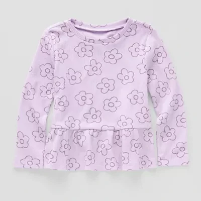 Okie Dokie Toddler & Little Girls Round Neck Long Sleeve T-Shirt