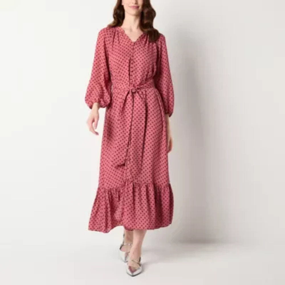 Ryegrass Womens 3/4 Sleeve Dots Maxi Dress