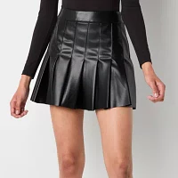 Arizona Faux Leather Womens Pleated Skirt Juniors