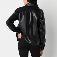 Arizona Faux Leather Midweight Womens Juniors Shirt Jacket