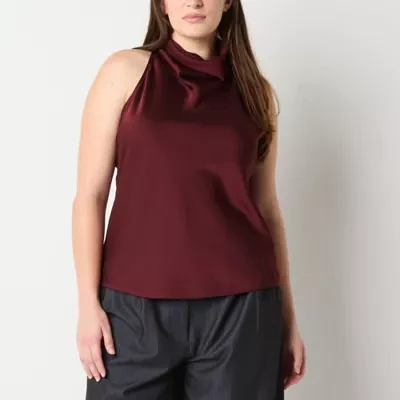 Worthington Womens Sleeveless Mock Neck Top