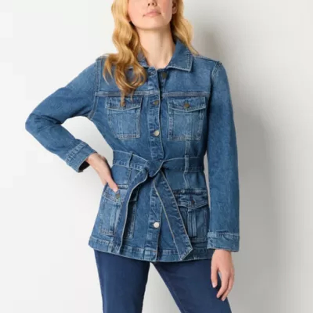 a.n.a Midweight Denim Belted Womens Jacket