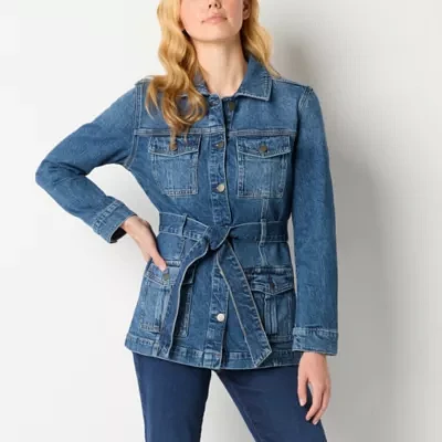 a.n.a Midweight Denim Belted Womens Jacket