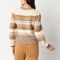 a.n.a Womens Crew Neck Long Sleeve Striped Pullover Sweater