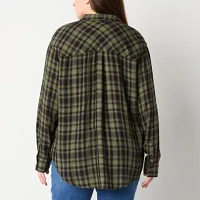 a.n.a Plaid Womens Long Sleeve Blouse