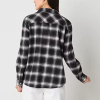 a.n.a Plaid Womens Long Sleeve Blouse