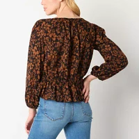 a.n.a Womens Round Neck Long Sleeve Blouse