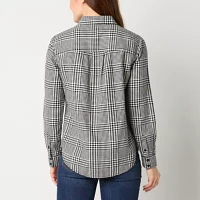 St. John's Bay Womens Long Sleeve Regular Fit Button-Down Shirt