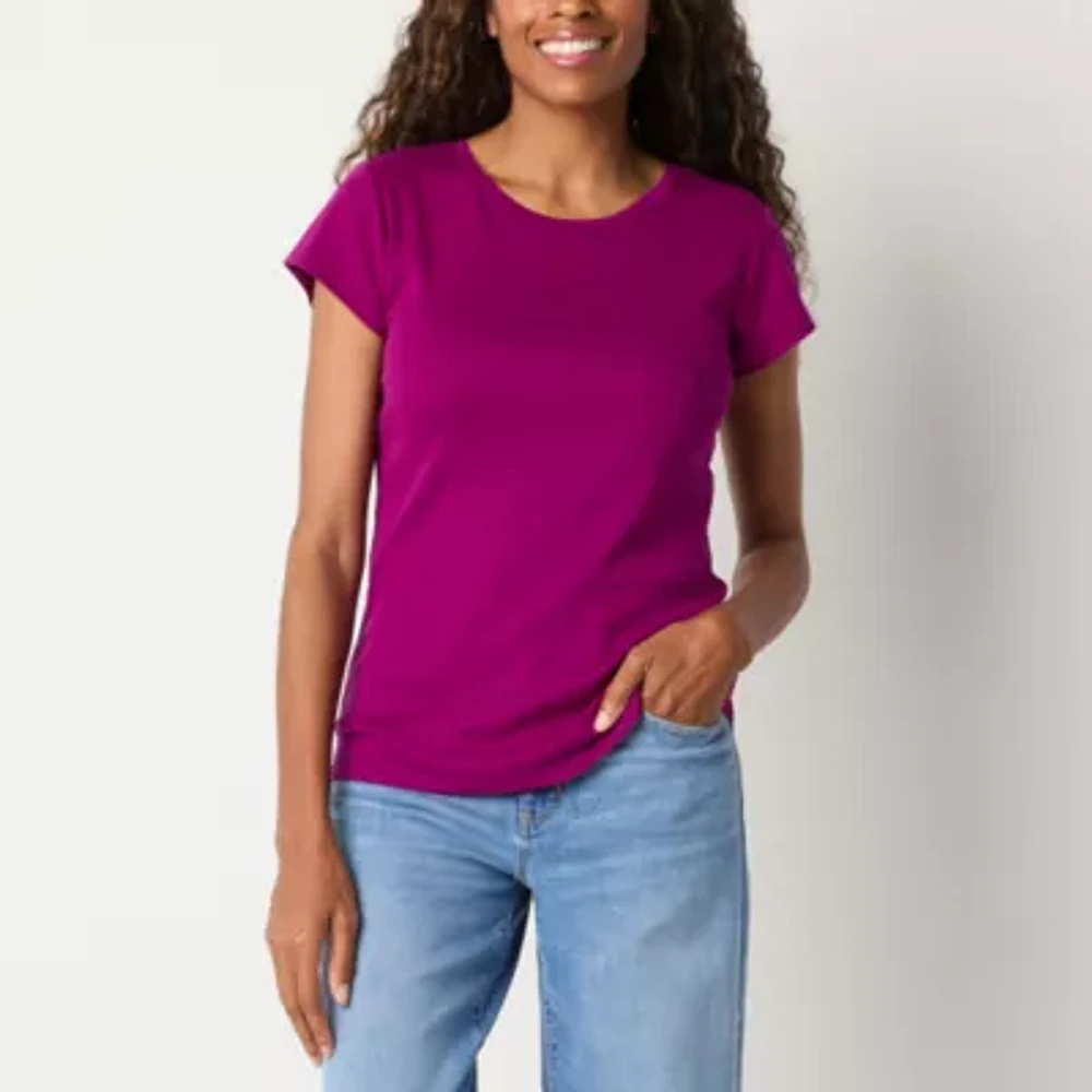 Liz Claiborne Womens Crew Neck Short Sleeve T-Shirt