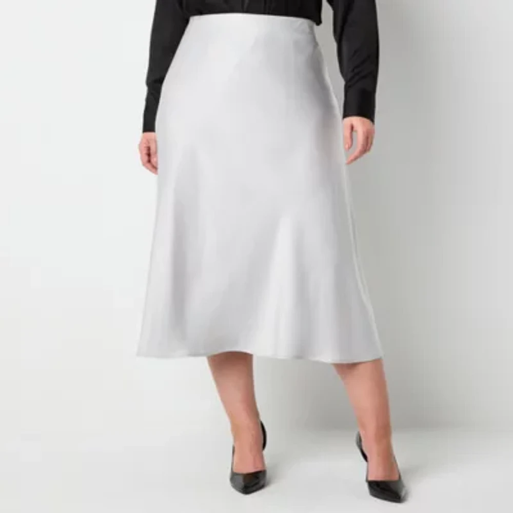 Worthington Womens Midi A-Line Skirt-Plus