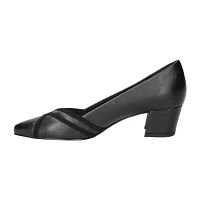 Easy Street Womens Lotus Pointed Toe Block Heel Pumps