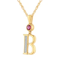 B Womens Lab Created Red Ruby 14K Gold Over Silver Pendant Necklace