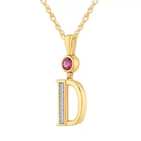 D Womens Lab Created Red Ruby 14K Gold Over Silver Pendant Necklace