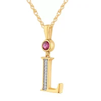 Womens Lab Created Red Ruby 14K Gold Over Silver Pendant Necklace