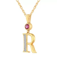 R Womens Lab Created Red Ruby 14K Gold Over Silver Pendant Necklace