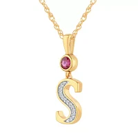 S Womens Lab Created Red Ruby 14K Gold Over Silver Pendant Necklace