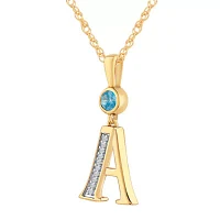 A Womens Genuine Blue Topaz 14K Gold Over Silver Pendant Necklace