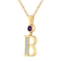 B Womens Genuine Purple Amethyst 14K Gold Over Silver Pendant Necklace