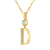 D Womens Lab Created White Opal 14K Gold Over Silver Pendant Necklace