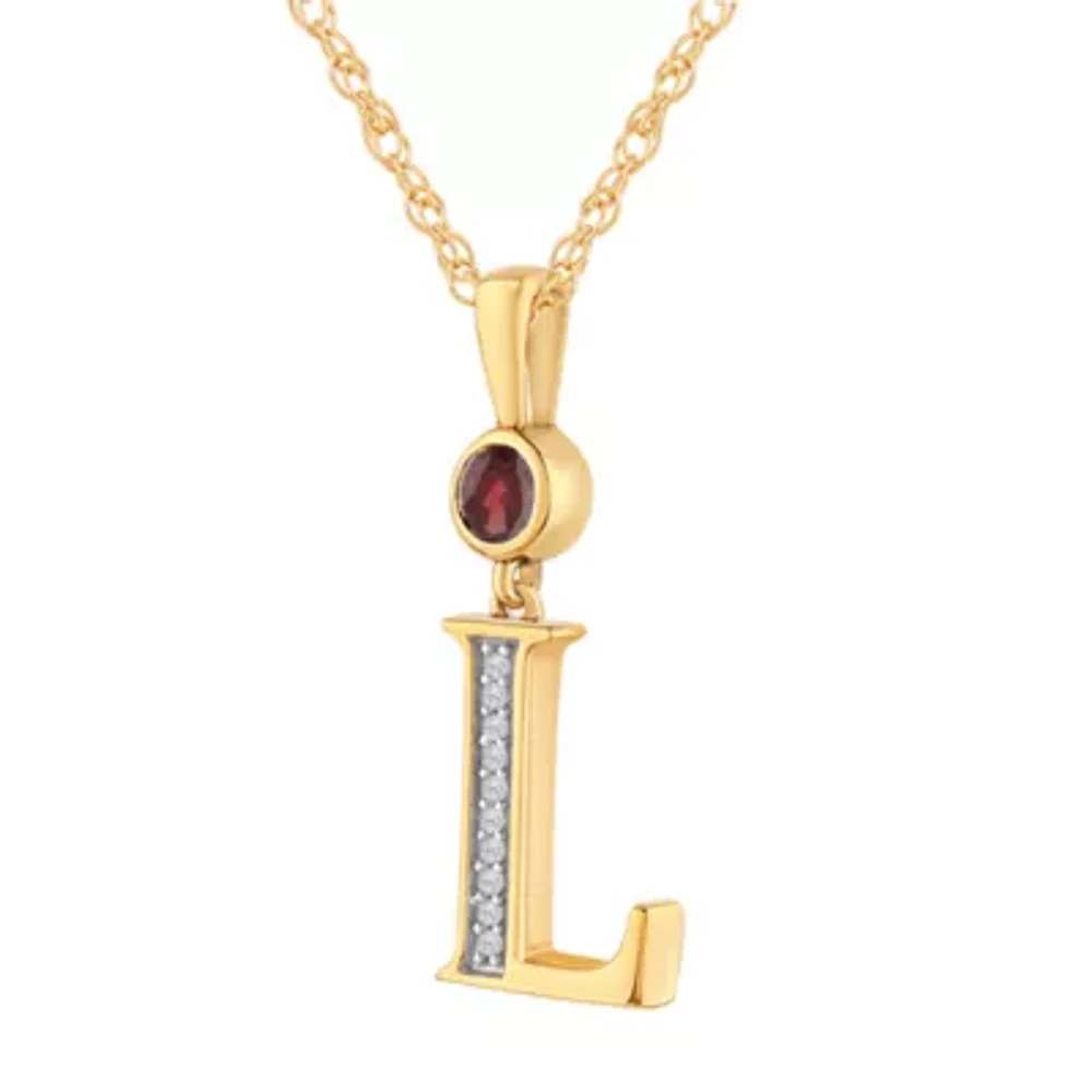 Womens Genuine Red Garnet 14K Gold Over Silver Pendant Necklace