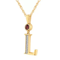 Womens Genuine Red Garnet 14K Gold Over Silver Pendant Necklace