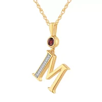 Womens Genuine Red Garnet 14K Gold Over Silver Pendant Necklaces