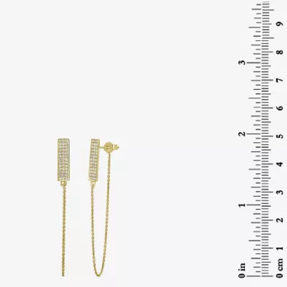 Front Back 1/4 CT. T.W. Natural White Diamond 14K Gold Bar Drop Earrings