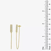 Front Back 1/4 CT. T.W. Natural White Diamond 14K Gold Bar Drop Earrings