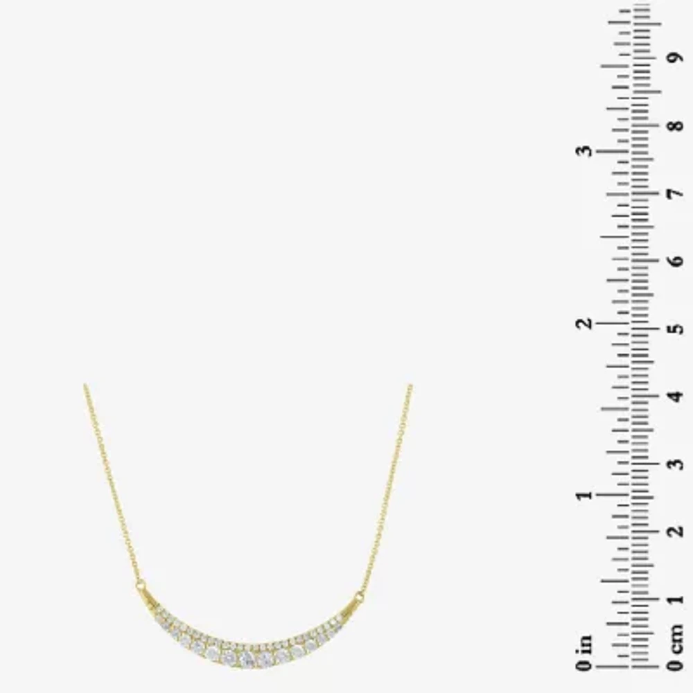 Bar Womens 3/4 CT. T.W. Natural White Diamond 14K Gold Bar Curved Pendant Necklace