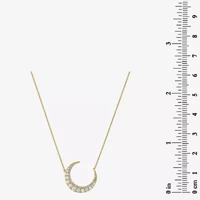 Womens 5/8 CT. T.W. Natural White Diamond 14K Gold Moon Pendant Necklace