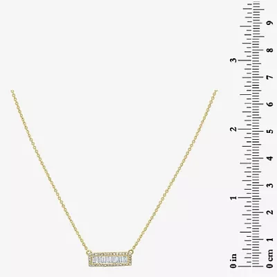 Womens 3/8 CT. T.W. Natural White Diamond 14K Gold Bar Pendant Necklace