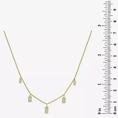 Charm Station Womens 1/5 CT. Natural White Diamond 14K Gold Rectangular Pendant Necklace