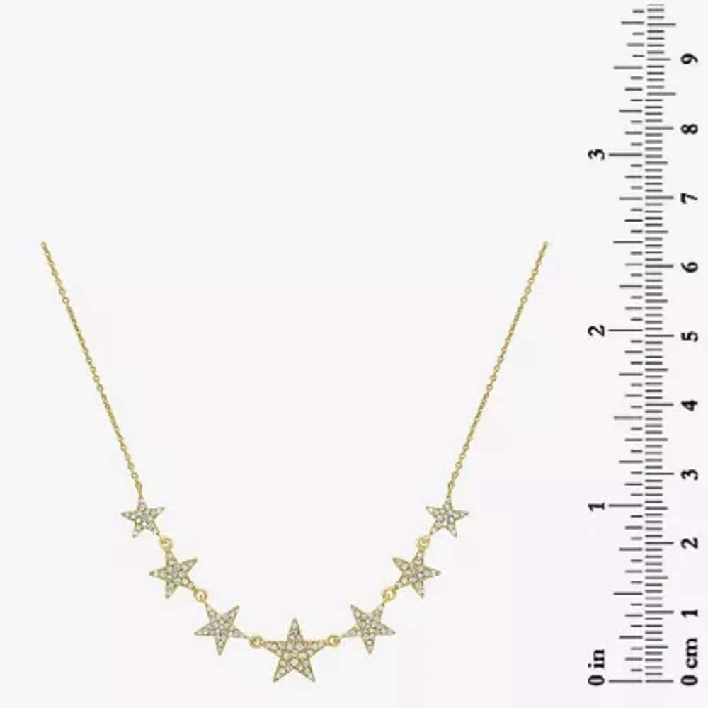 Womens 3/8 CT. T.W. Natural White Diamond 14K Gold Star Pendant Necklace