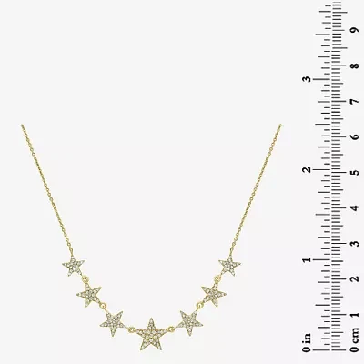 Womens 3/8 CT. T.W. Natural White Diamond 14K Gold Star Pendant Necklace