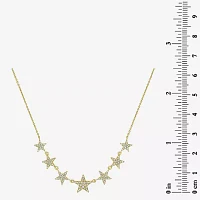 Womens 3/8 CT. T.W. Natural White Diamond 14K Gold Star Pendant Necklace