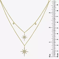 Double Layer North Star Womens 1/3 CT. T.W. Natural White Diamond 14K Gold Star Pendant Necklace