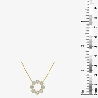 Womens 1/2 CT. T.W. Natural White Diamond 14K Gold Circle Pendant Necklace