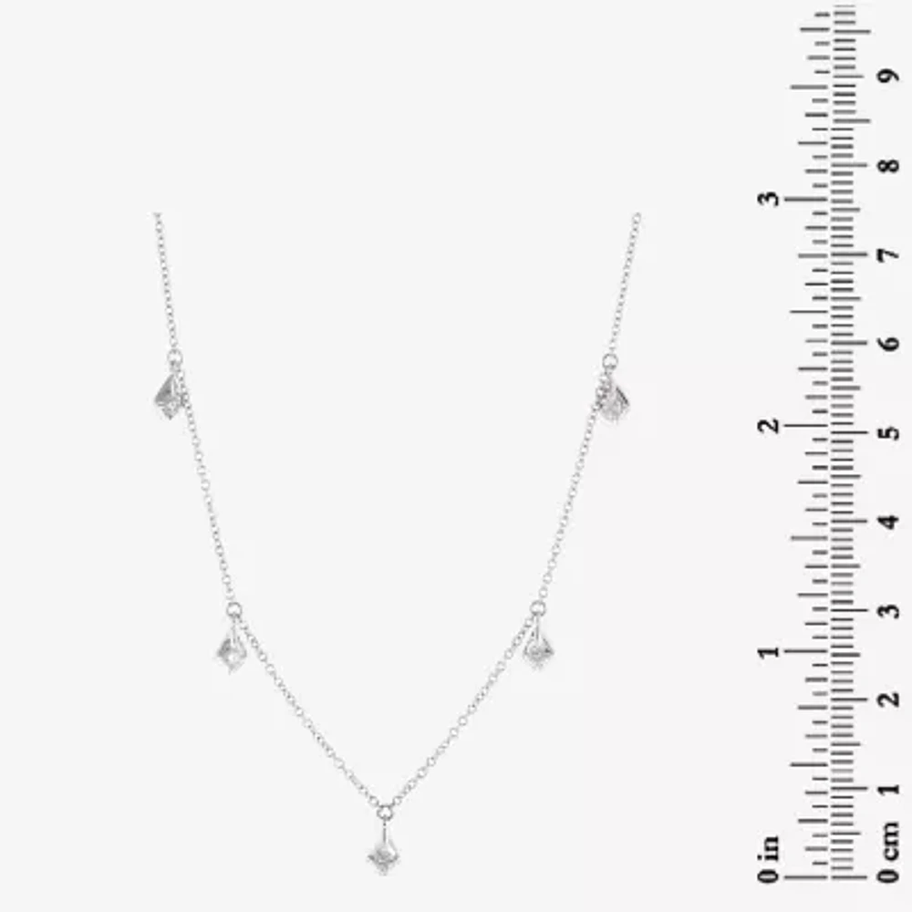 Lariat Style Womens 3/8 CT. T.W. Natural White Diamond 14K White Gold Diamond Y Necklace