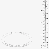 "Life Is Beautiful" 14K White Gold 7 Inch Solid Rolo Chain Bracelet