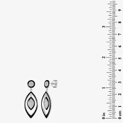 Diamonart White Cubic Zirconia Sterling Silver Curved Drop Earrings