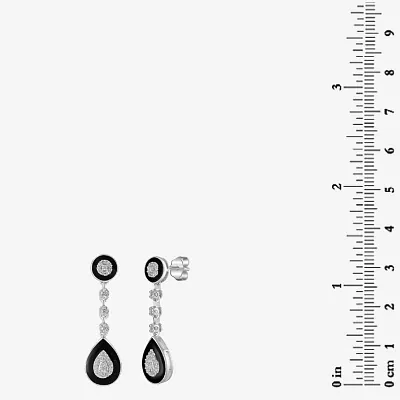 Diamonart White Cubic Zirconia Sterling Silver Pear Drop Earrings