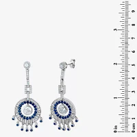 Diamonart White Cubic Zirconia Sterling Silver Round Drop Earrings